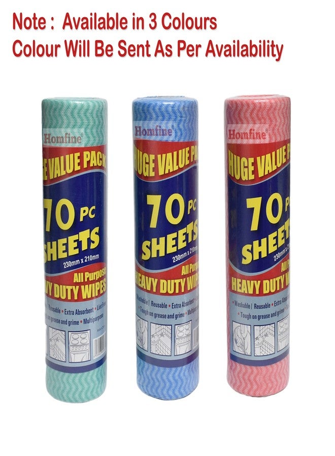 Homfine® Non-Woven Heavy Duty Kitchen Wipes/Towel | Tissue Paper Roll Washable/Reusable for Multipurpose Cleaning (70Pulls in Each Roll) - Colour May Vary (1) - Image 5