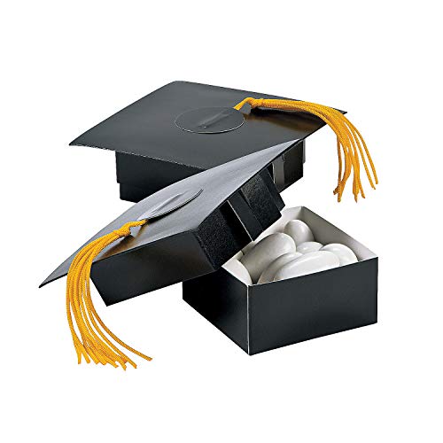 Fun Express Mortarboard Graduation Cap Shaped Treat Box - Set of 12 - Graduation Party Supplies - Image 1