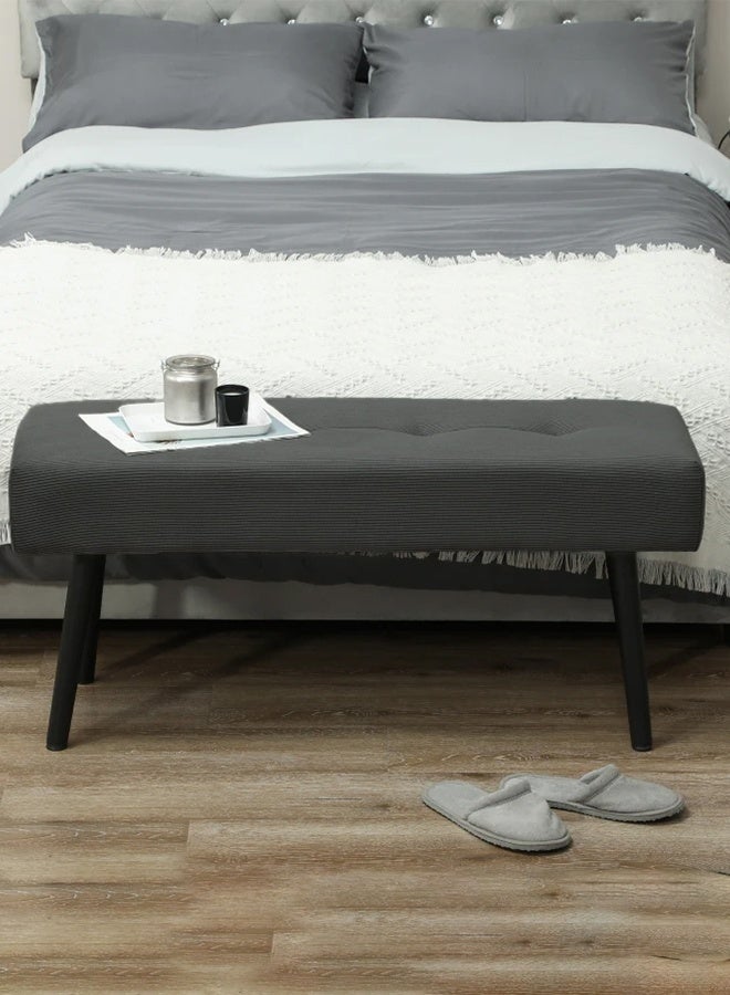 100سم - مقعد عثماني بتصميم عصري مبطن من قماش مخملي مضلع - مقعد بنهاية السرير، مقعد تغيير الأحذية، مقعد لغرفة النوم والمعيشة ومدخل المنزل والردهة، رمادي - Image 3