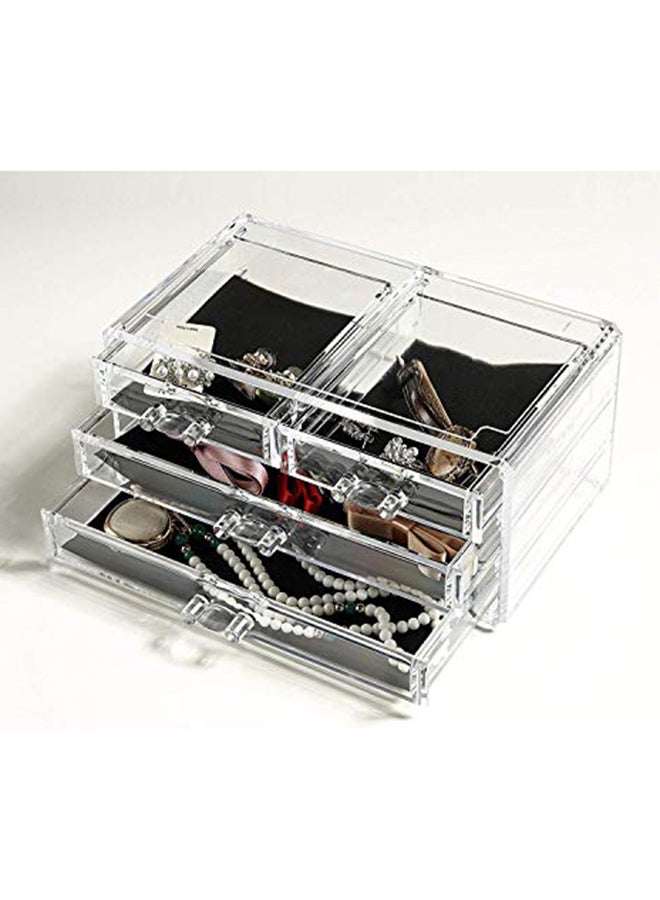 منظم مستحضرات التجميل مصنوع من الأكريليك ب 3 دروج مع مرآة قابلة للإزالة ب 16 فتحة مقسمة - Image 3