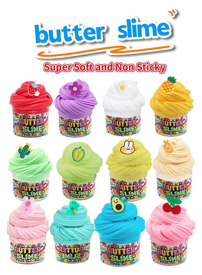 nororo 12 Pack Ice Cream Soft Slime Making Kit Stretchy and Non-Sticky, Butter Slime Stress Relief Toy for Kids Partys, Girls & Boys Kids - Image 3