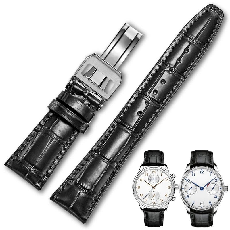 Bluejw Leather Watch Band Replacement for IWC Big Pilot and Portofino – Classic Alligator Texture Genuine Leather Strap - Image 2