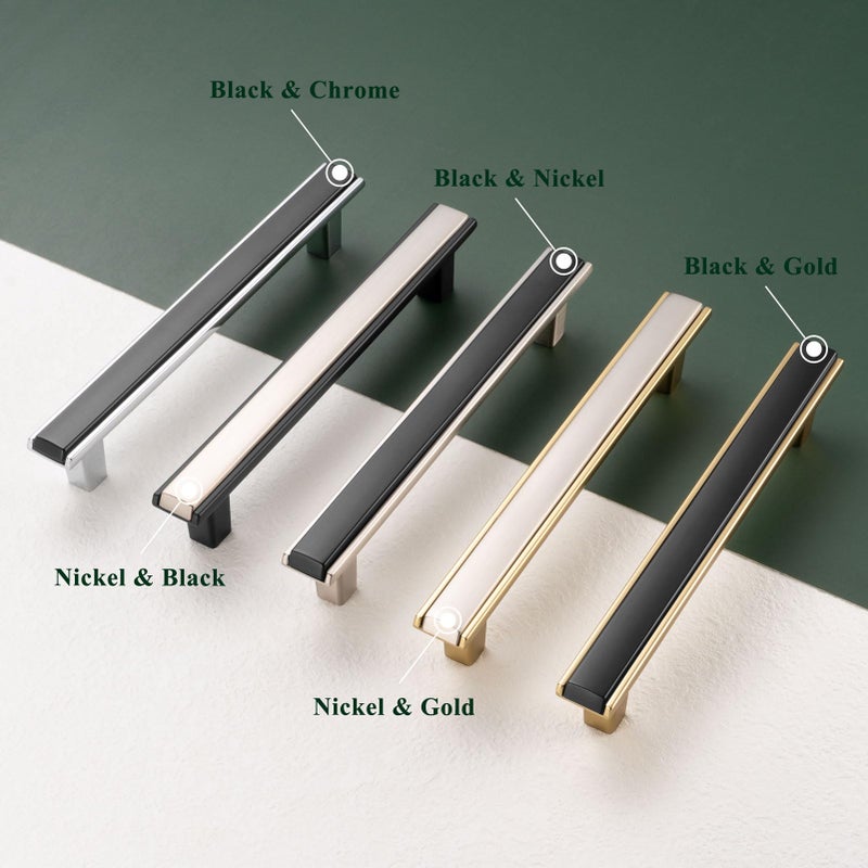 Berossa Nickel And Black Cabinet Pulls  Kitchen Cabinet Handles  5 Inch Screw Spacing  Pack Of 10 | Solid 2 Color Hardware For Cupboard Door Bedroom Dresser Drawer Bathroom Vanity Furniture 2281 - Image 2