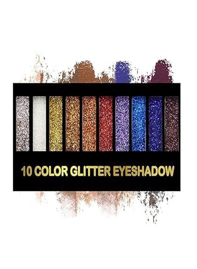 BANIRA 10 Colors Glitter Eyeshadow Palette-Shimmery Finish Highly Sparkle Glitter Pigmented Long Lasting Makeup Palette-Multicolor (01no) - Image 3