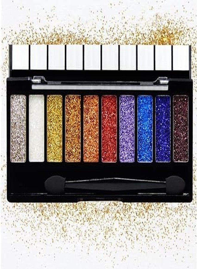 BANIRA 10 Colors Glitter Eyeshadow Palette-Shimmery Finish Highly Sparkle Glitter Pigmented Long Lasting Makeup Palette-Multicolor (01no) - Image 2