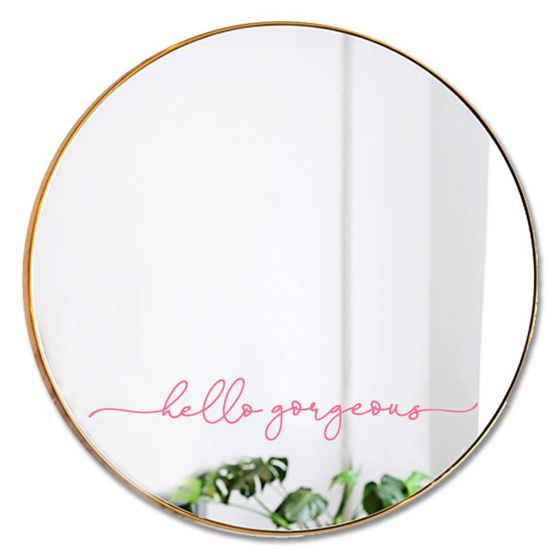 YYDESN Hello Gorgeous Pink Mirror Decal Vinyl Bathroom Wall Sticker Motivational Quote for MirrorGlassTile 15x25 Inch PVC Sticker - Image 3