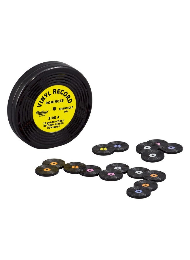 Ridley's Ridley’S Vinyl Record Dominoes Includes 28 Colorcoded Recordshaped Dominoes Packaged In A Giftable Tin Easy To Play Dominoes Set For Adults And Kids Fun For All Ages - Image 2