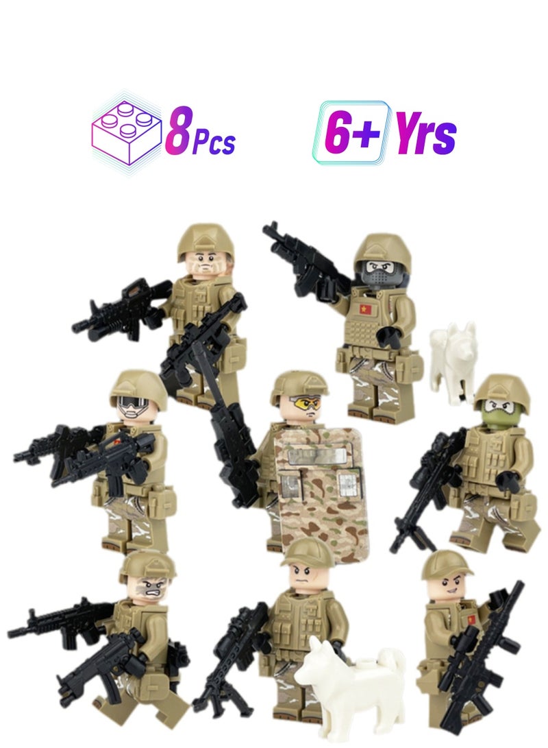 8-Piece Army Soldier Series Building Blocks Minifigures Model Toys Bag Pack  - Image 1