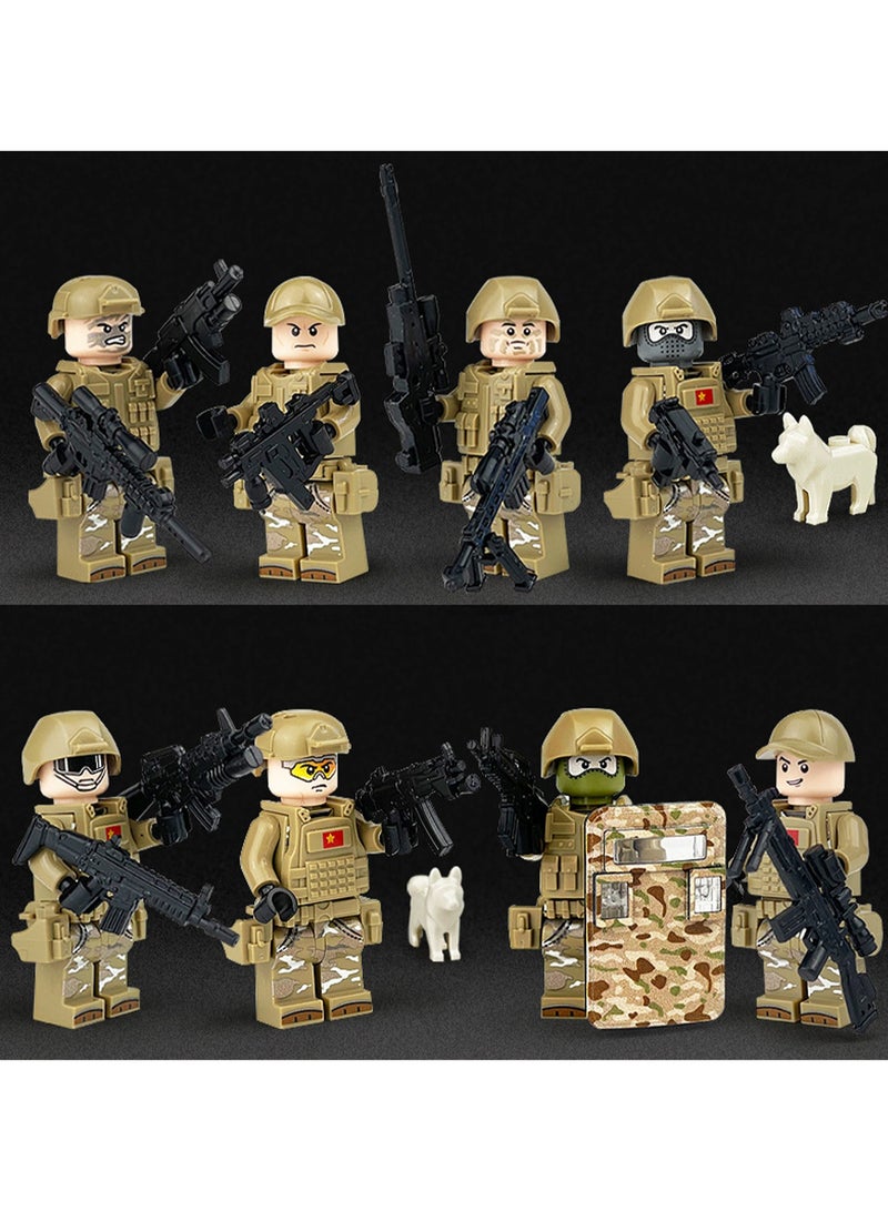 8-Piece Army Soldier Series Building Blocks Minifigures Model Toys Bag Pack  - Image 2