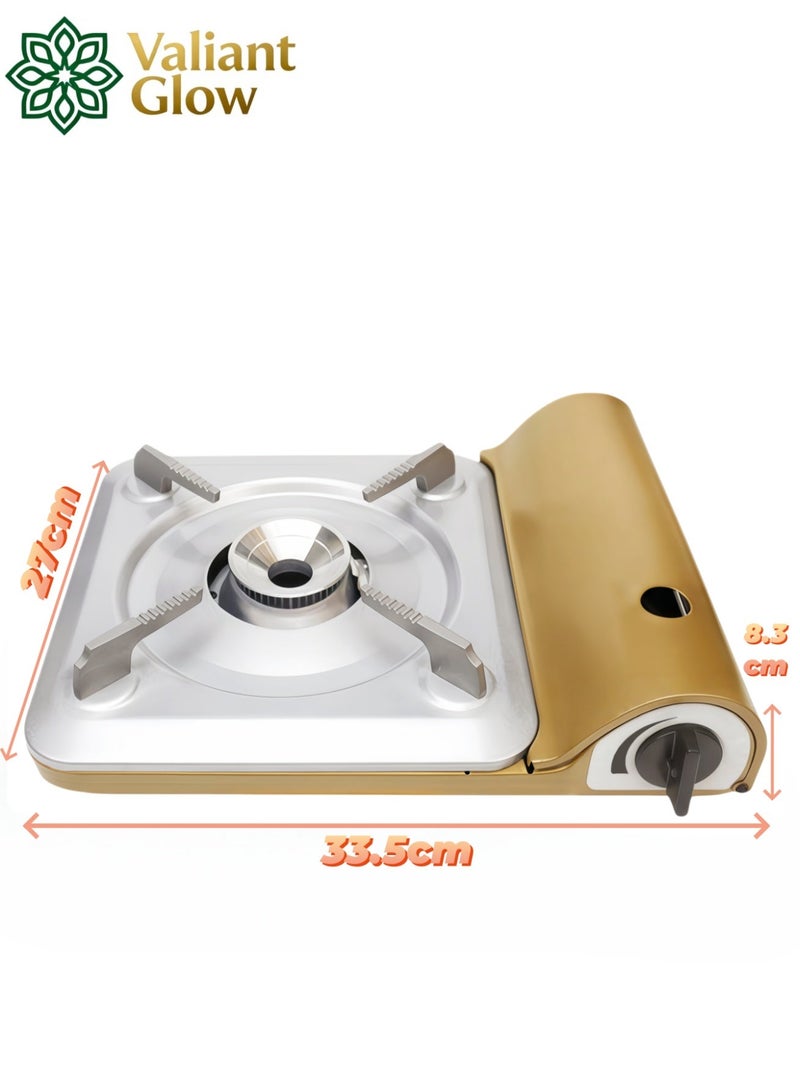 Valiant Glow Portable Butane Camping Stove (3500W) | emergency gas stove、camp stove、camping accessories、camping stove、portable gas stove、portable stove | Grill | One-button ignition | 60-hole even and powerful flame | Lightweight body weighing only 1.1kg for easy portability | Suitable for outdoor cooking/camping/road trips - Image 2