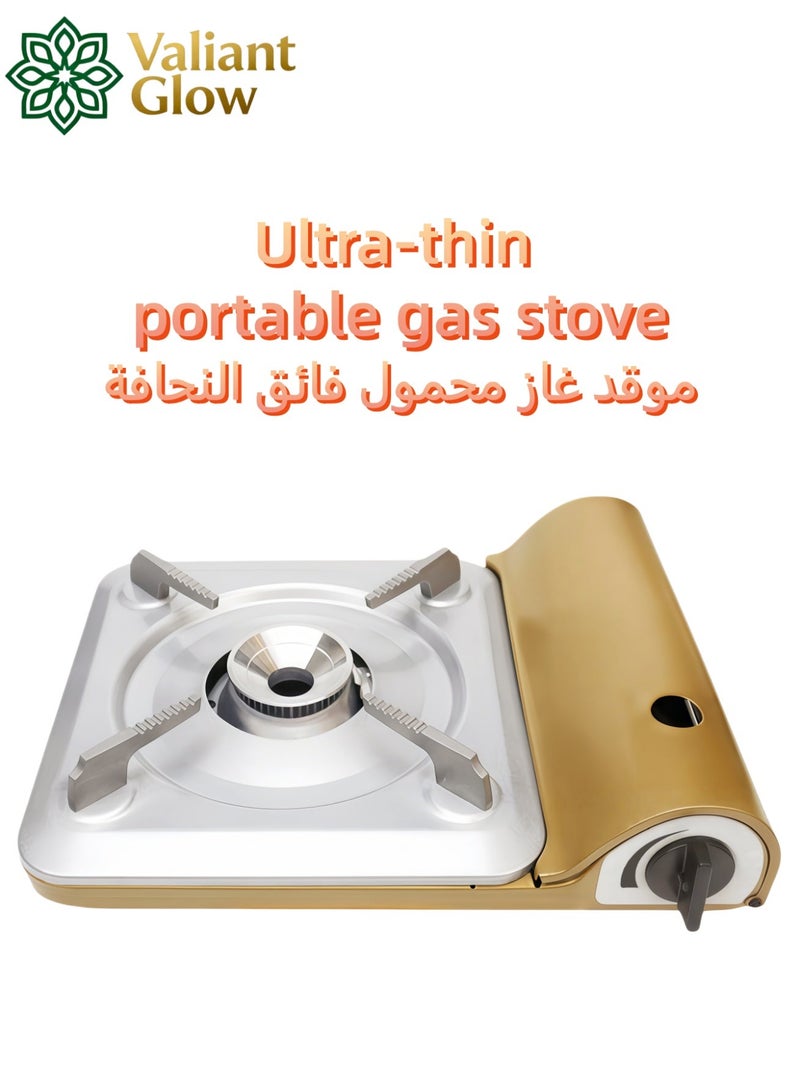 Valiant Glow Portable Butane Camping Stove (3500W) | emergency gas stove、camp stove、camping accessories、camping stove、portable gas stove、portable stove | Grill | One-button ignition | 60-hole even and powerful flame | Lightweight body weighing only 1.1kg for easy portability | Suitable for outdoor cooking/camping/road trips - Image 1