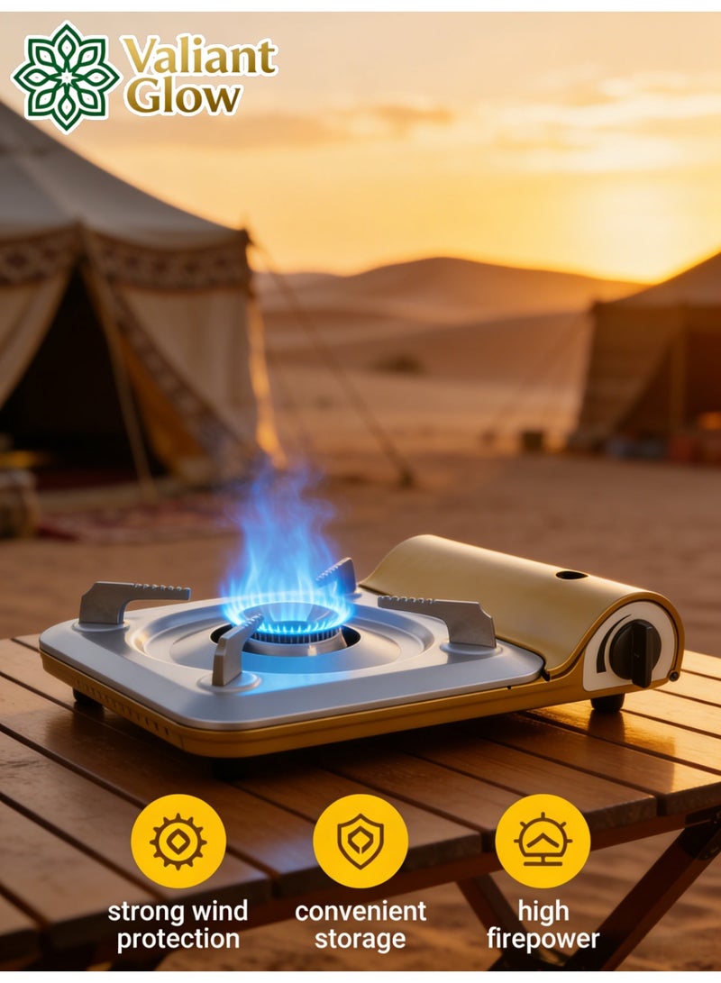 Valiant Glow Portable Butane Camping Stove (3500W) | emergency gas stove、camp stove、camping accessories、camping stove、portable gas stove、portable stove | Grill | One-button ignition | 60-hole even and powerful flame | Lightweight body weighing only 1.1kg for easy portability | Suitable for outdoor cooking/camping/road trips - Image 3