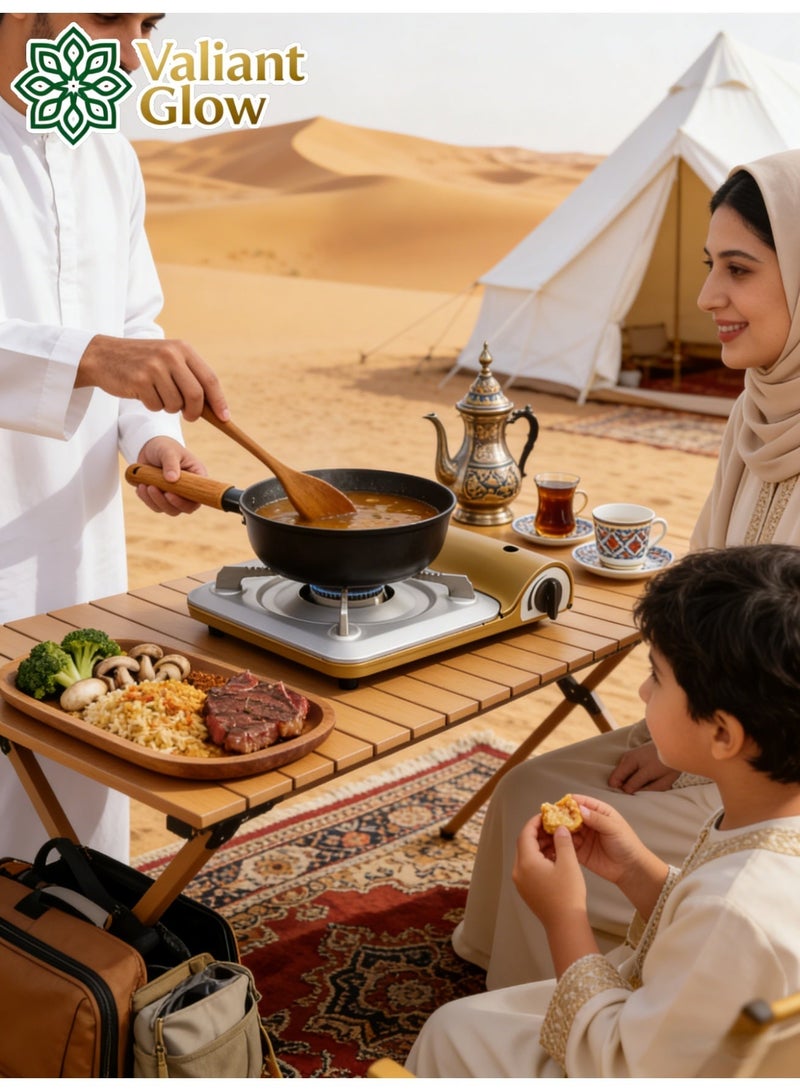 Valiant Glow Portable Butane Camping Stove (3500W) | emergency gas stove、camp stove、camping accessories、camping stove、portable gas stove、portable stove | Grill | One-button ignition | 60-hole even and powerful flame | Lightweight body weighing only 1.1kg for easy portability | Suitable for outdoor cooking/camping/road trips - Image 4