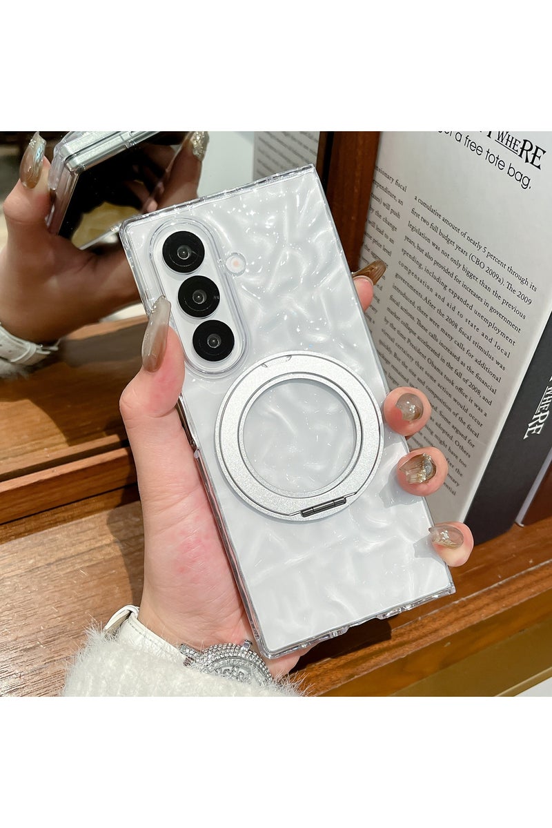 general Protective case for Samsung Galaxy Z Fold7, transparent water ripple stand protective case, scratch-resistant and portable - Image 1