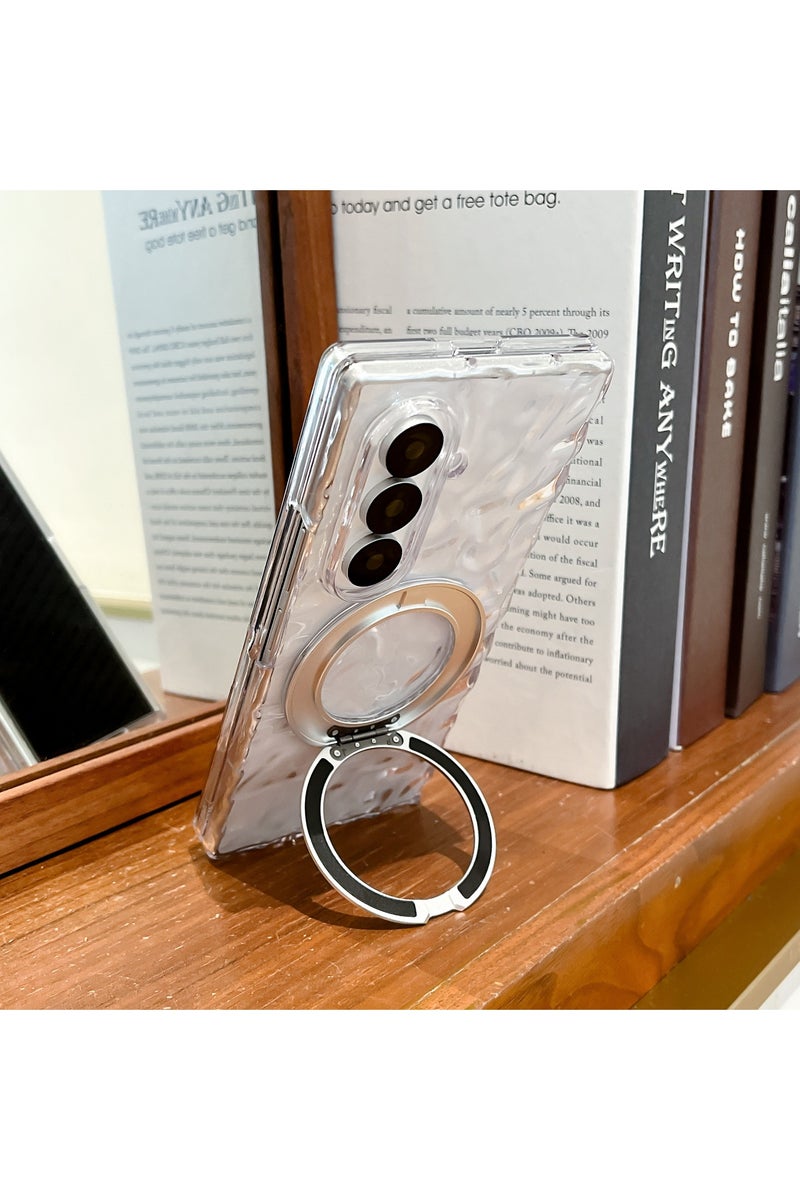 general Protective case for Samsung Galaxy Z Fold7, transparent water ripple stand protective case, scratch-resistant and portable - Image 4