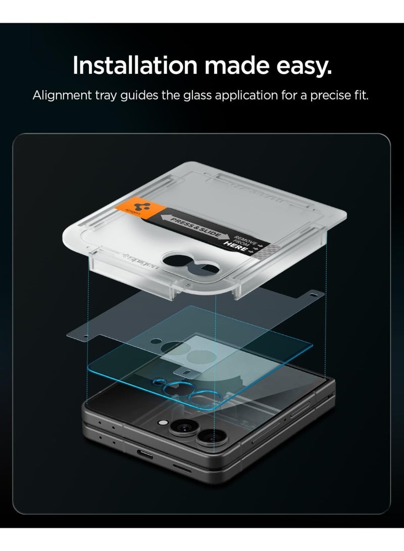 Spigen GLAStR EZ-Fit Samsung Galaxy Z Flip 8 Screen Protector | Z Flip 7 Front Screen Premium Tempered Glass Auto Align [2 PACK] - Image 3