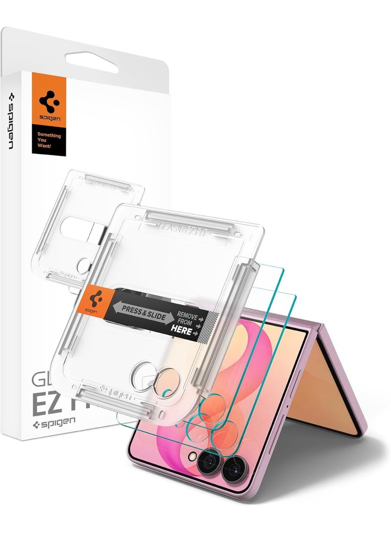 Spigen GLAStR EZ-Fit Samsung Galaxy Z Flip 8 Screen Protector | Z Flip 7 Front Screen Premium Tempered Glass Auto Align [2 PACK] - Image 1