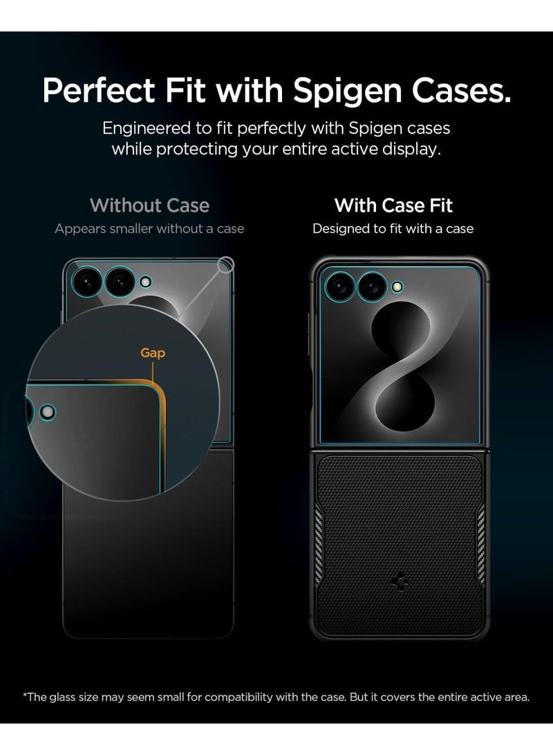 Spigen GLAStR EZ-Fit Samsung Galaxy Z Flip 8 Screen Protector | Z Flip 7 Front Screen Premium Tempered Glass Auto Align [2 PACK] - Image 5