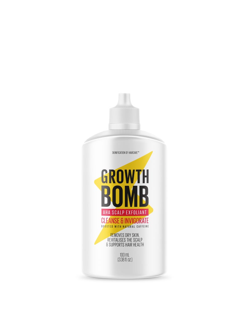 Growth Bomb مقشر الشعر وفروة الرأس AHA - يزيل تراكم المنتجات، يفتح المسام ويهدئ التهيج لفروة رأس أكثر صحة (100 مل)