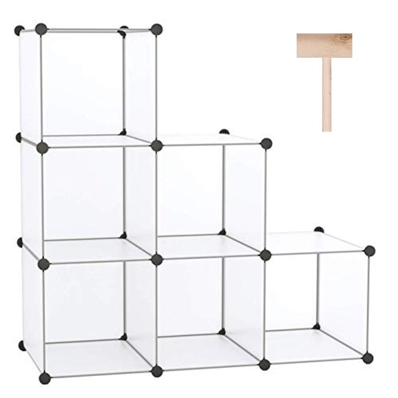 C&AHOME CAHOME Cube Storage Organizer 6Cube Shelves Units Closet Cabinet DIY Plastic Modular Book Shelf Ideal for Bedroom Living Room Office 366 L x 124 W x 366 H Translucent White SBTM3506A 
