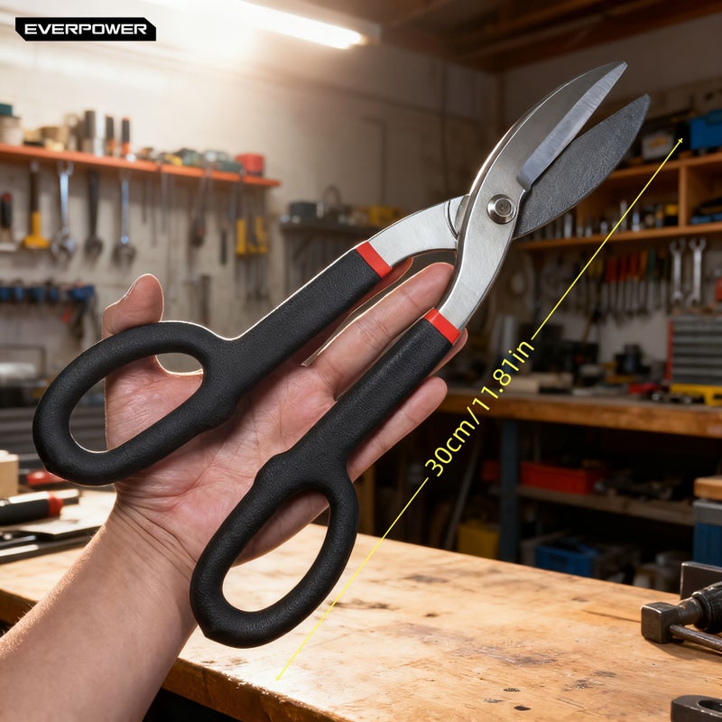 Heavy Duty 8 Inch Tin Snips Straight Cut Carbon Steel Sheet Metal Tool - Image 2