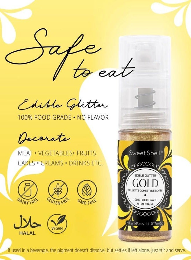 Sweet Spell Edible Cake Glitter Spray – Shimmering Magic for Cakes Decorating & Cocktails – 100% Edible, Food-Grade, Vegan, Gluten-Free (Gold) - Image 3