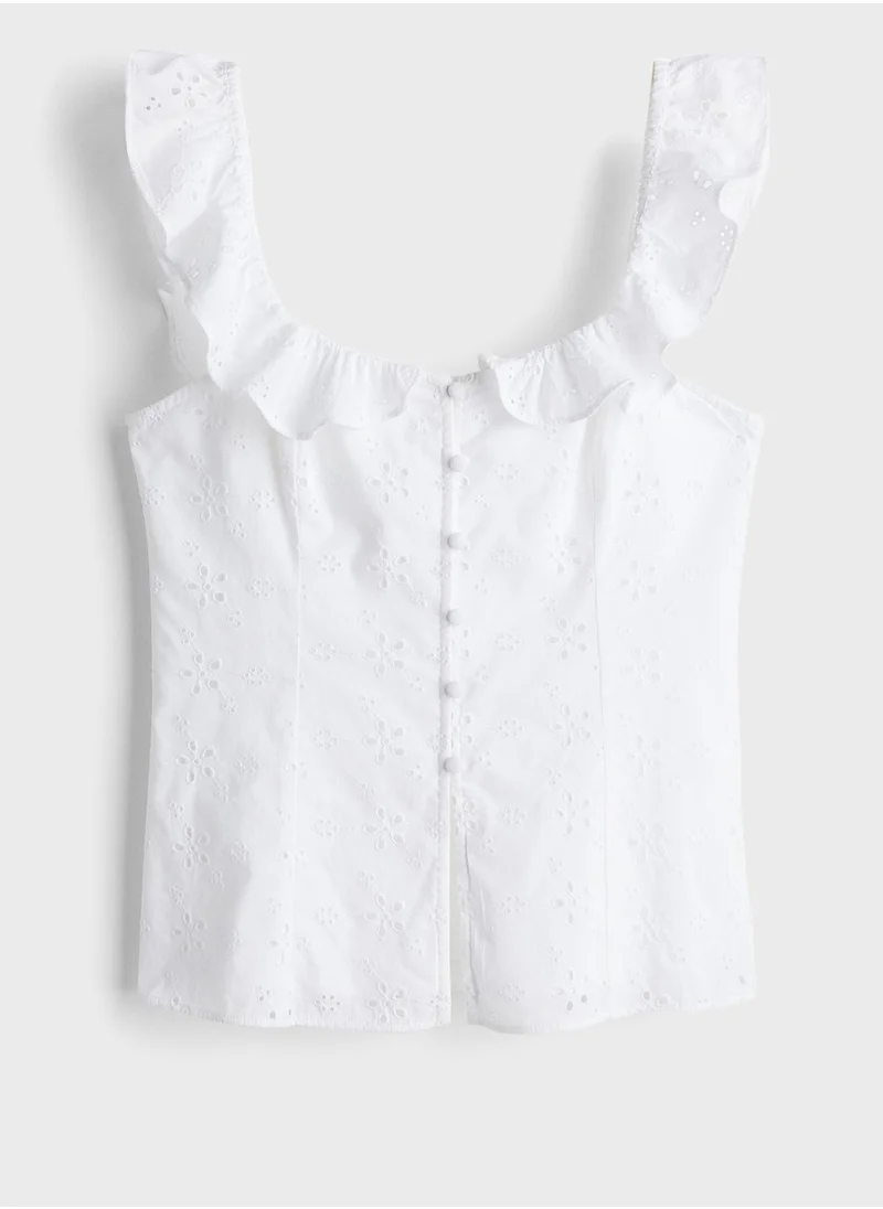 اتش اند ام Frill Trimmed Printed Top