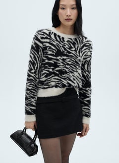 MANGO Round Neck Zebra Print Sweater  - Image 1
