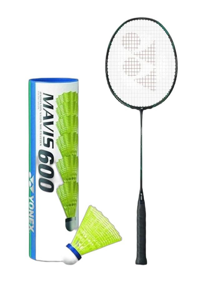 Yonex Astrox Nextage Black Green 4U5 + Mavis 600 Blue Cap Medium Badminton Shuttlecock 6 Pack, Yellow Pack  - Image 1