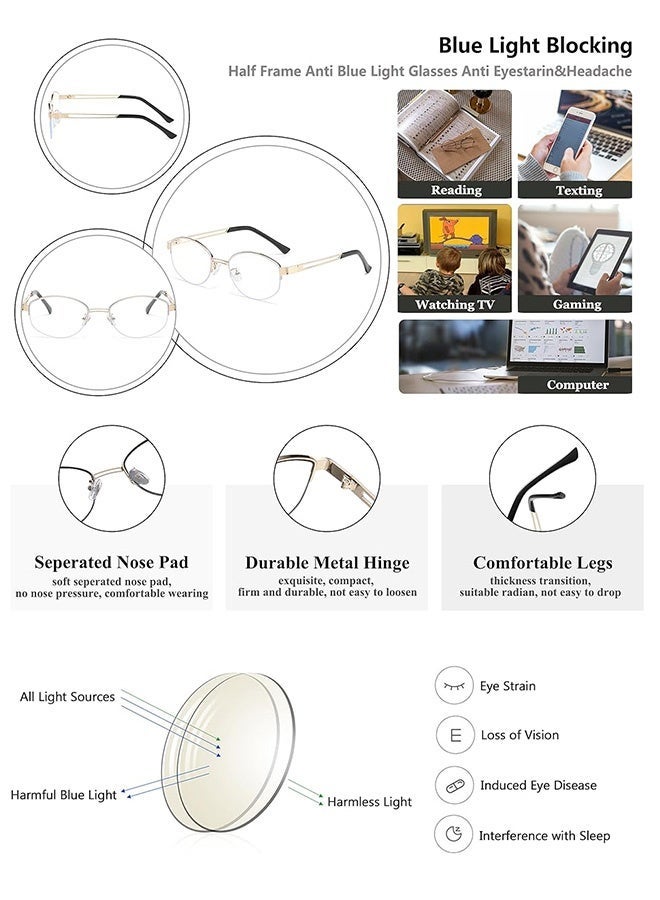 CIKJUK Metal Frame Blue Light Glasses for Men and Women Oval Anti-Radiation Eyeglasses Blue Light Blocking Eye Glasses for Gaming Computer Phones UV Filter Eyeglass Retro Eyewear Black - Image 5