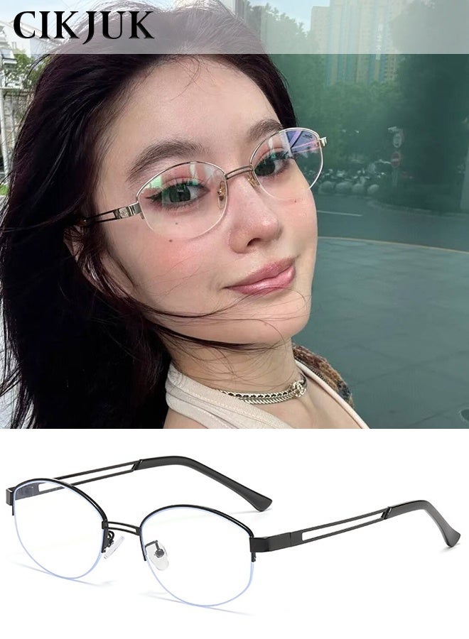 CIKJUK Metal Frame Blue Light Glasses for Men and Women Oval Anti-Radiation Eyeglasses Blue Light Blocking Eye Glasses for Gaming Computer Phones UV Filter Eyeglass Retro Eyewear Black - Image 1