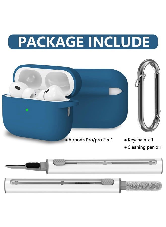 Ljusmicker for AirPods Pro Case Cover with Cleaner Kit,Silicone Protective Cases for Apple AirPod Pro 2nd/1st Generation Case for Women Men,AirPods Pro 2 Case Accessories with Keychain-Cobalt Blue - Image 2