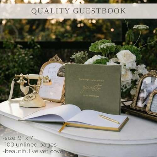 ZICOTO Beautiful Wedding Guest Book for Your Wedding Reception - Simply Elegant Velvet Guestbook to Sign in and Add Polaroid Photos - The Perfect Bridal Shower Guest Book for The Special Day - Image 4