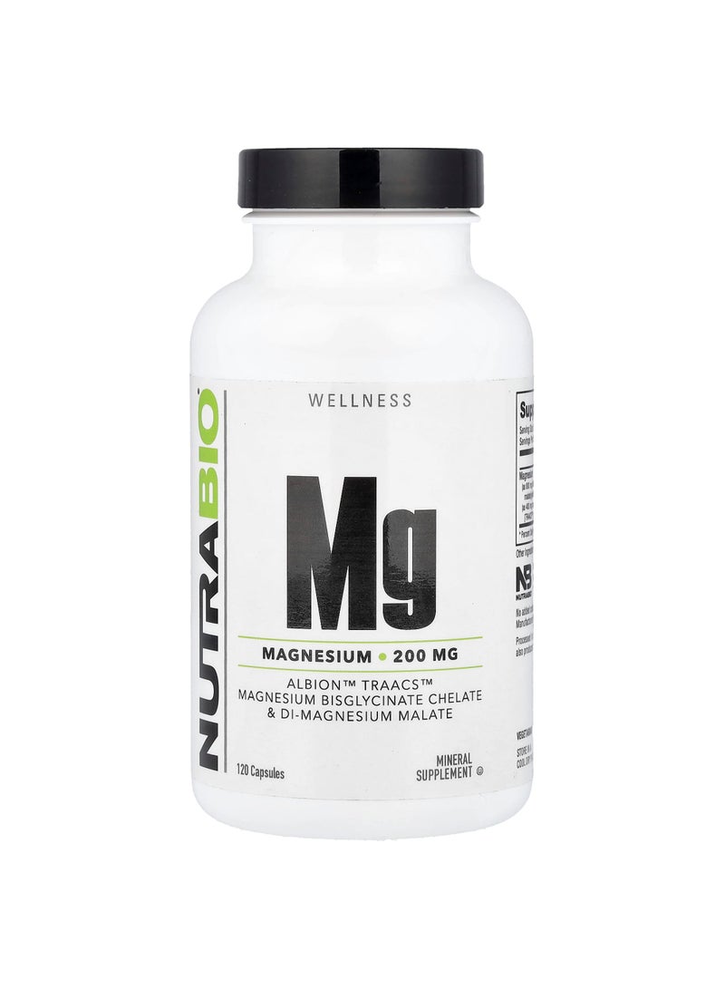 NutraBio Mg Magnesium, 120 Capsules (100 mg per Capsule)
