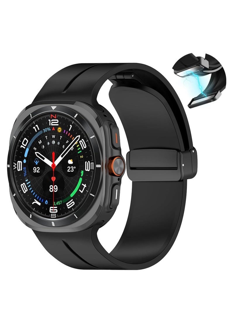 ميجوفاست حزام مغناطيسي متوافق مع حزام Samsung Galaxy Watch 7 Ultra 2024، حزام بديل بإبزيم مغناطيسي على شكل حرف D، حزام رياضي من السيليكون بدون فجوة لساعة Samsung Galaxy Watch 7 Ultra للرجال والنساء - Image 1
