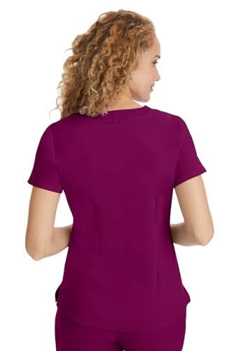 Healing Hands Scrubs for Women Y-Neck Jane Modern Fit, Triple Stitch Detail, 2 Pockets, 2-Way Stretch & Shirttail Hem - 2167, S, Wine - Image 4