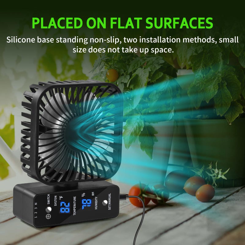DAOTAILI 4" Grow Tent Fan with Auto Humidity Control | Quiet Oscillating Ventilation, Real-Time Temp & Humidity Monitoring for Hydroponics, Greenhouses & Indoor Gardens - Image 5
