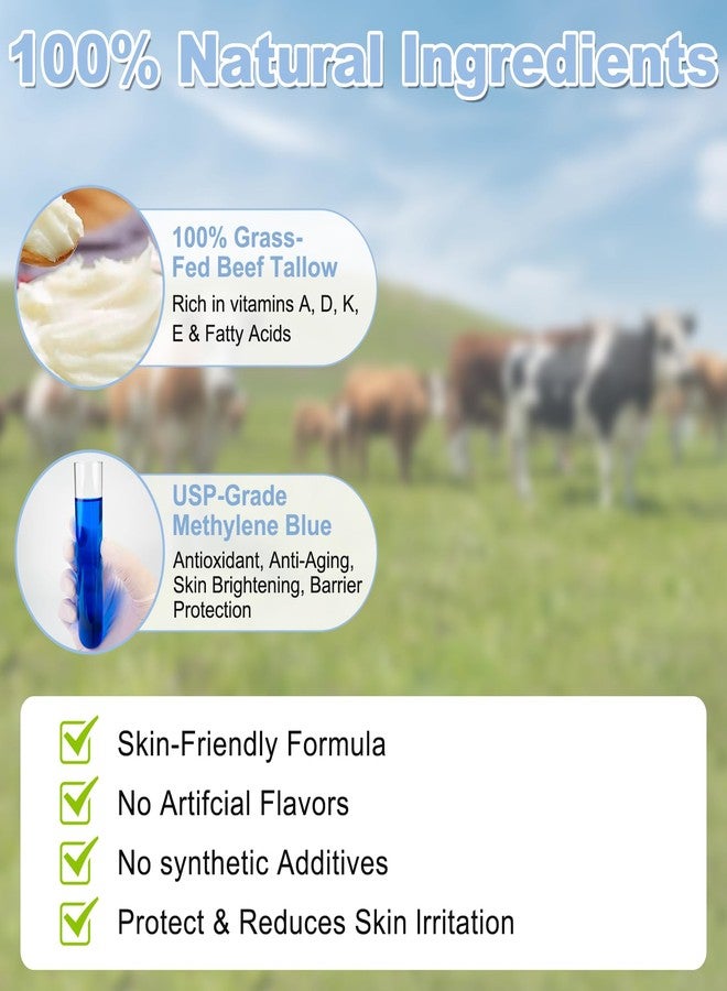 Lunza Methylene Blue Infused Grass-Fed Beef Tallow Skin Balm, Methylene Blue Cream for Full-body Deep Hydration, Fine Fine Reduction, Anti-Aging, Eczema, Acne & Brightening, for All Skin Types, 3.53 oz - Image 4