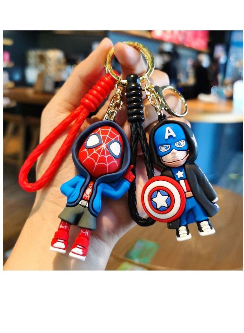 Y&D 2-Piece New PVC Marvel US Captain Spider Man Keychain Avengers Alliance Handmade Doll Pendant  - Image 1