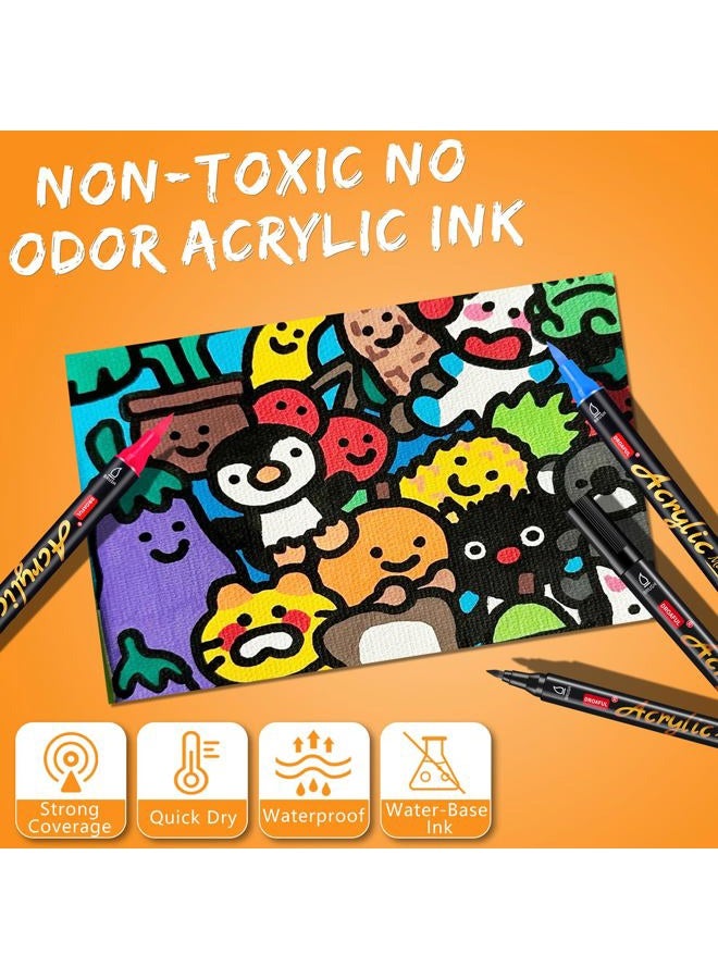 Droaful Black Acrylic Paint Pens Markers, 6 Pc Dual Tips Waterproof Paint Markers For Rock Painting, Fabric, Metal, Glass, Wood, Canvas, Ceramic, Pumpkins, Eggs, Plastic, Non-Toxic & Odor (6 Black) - Image 3