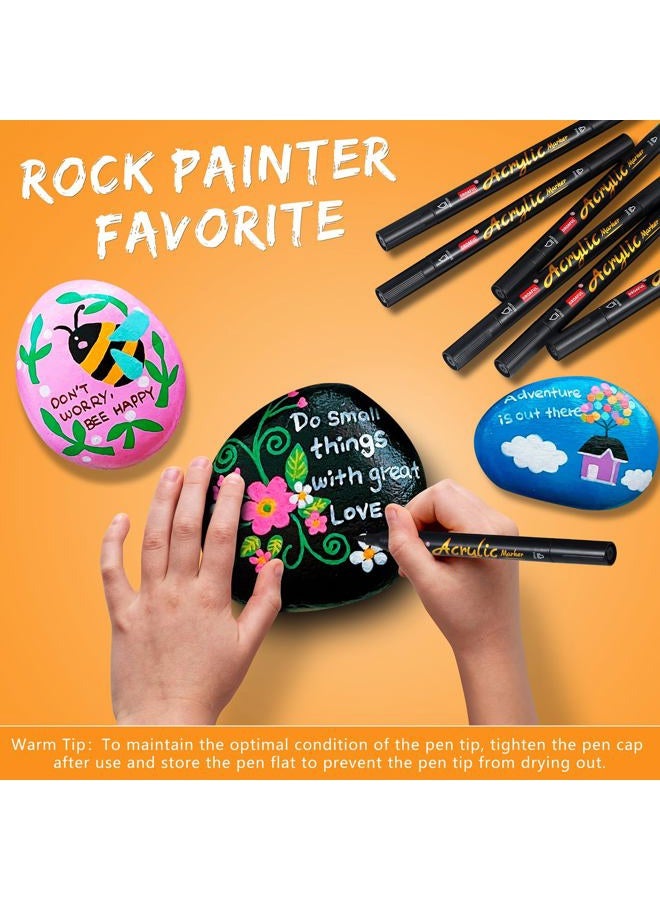Droaful Black Acrylic Paint Pens Markers, 6 Pc Dual Tips Waterproof Paint Markers For Rock Painting, Fabric, Metal, Glass, Wood, Canvas, Ceramic, Pumpkins, Eggs, Plastic, Non-Toxic & Odor (6 Black) - Image 5
