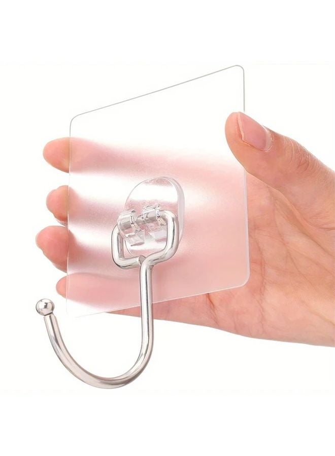 10 Pack Transparent Heavy Duty Adhesive Hooks 37 Lbs Max Load Waterproof Traceless - Image 2