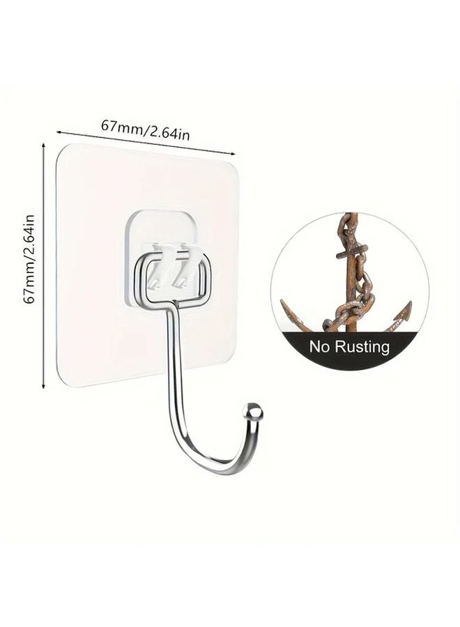 10 Pack Transparent Heavy Duty Adhesive Hooks 37 Lbs Max Load Waterproof Traceless - Image 5