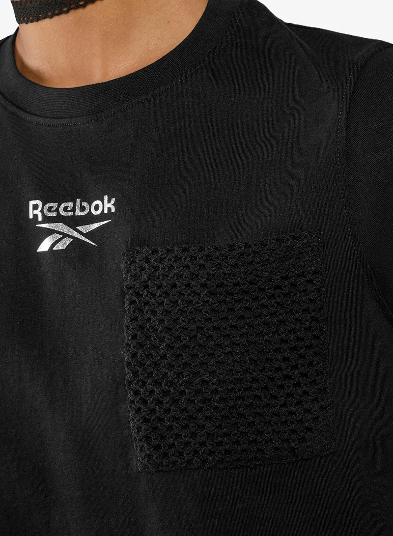Reebok Black Mesh Cropped T-Shirt for Women | Best Price UAE