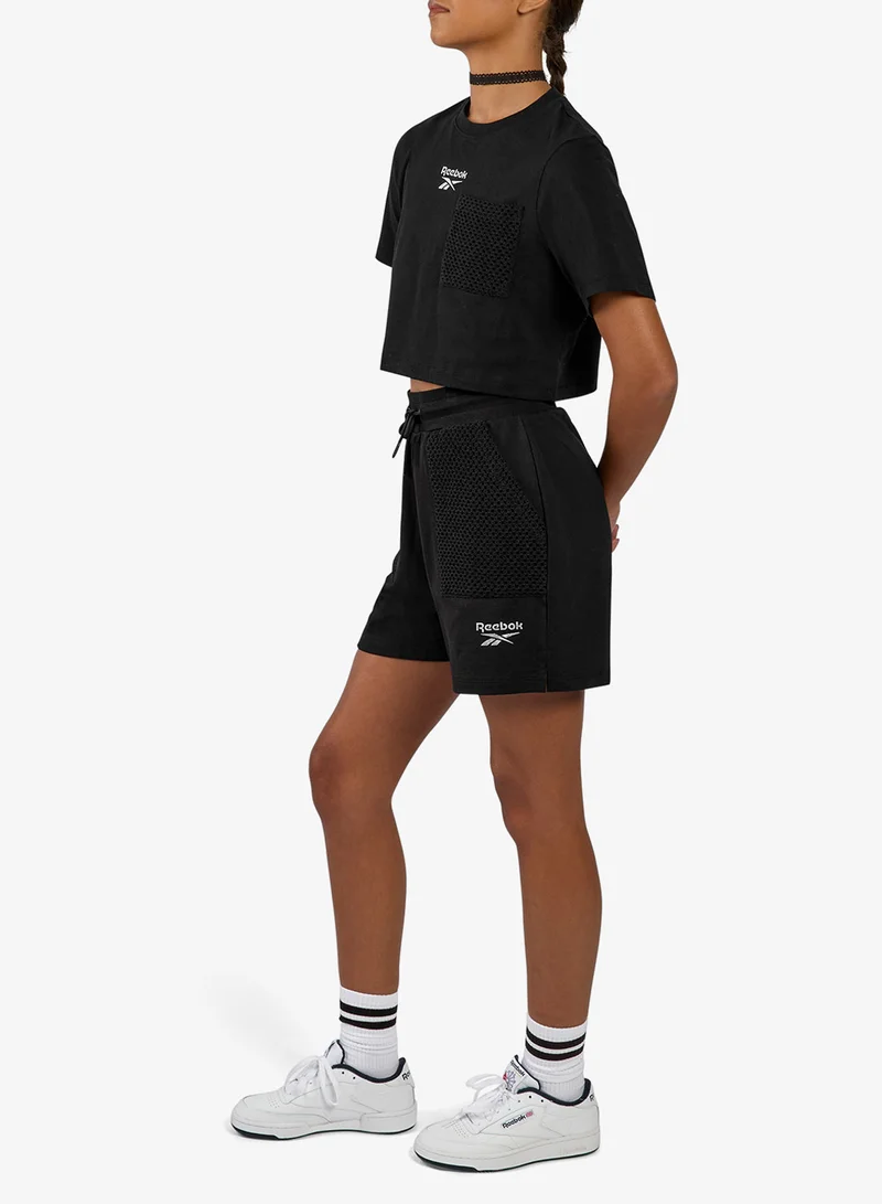 Reebok Black Mesh Cropped T-Shirt for Women | Best Price UAE