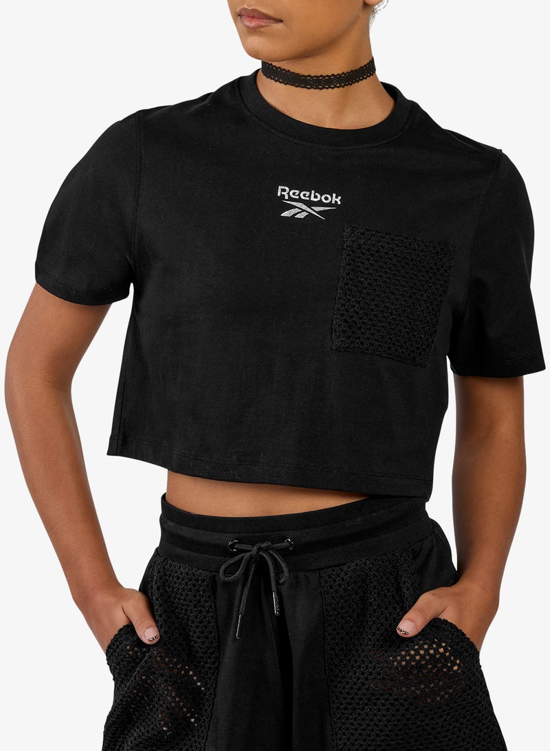 Reebok Mesh Cropped T-Shirt - Image 1