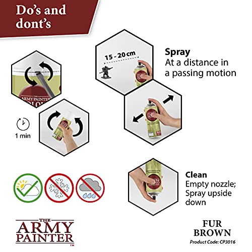 The Army Painter Colour Primer Fur Brown, 400 mL Acrylic Spray Primer, Spray Paint Basecoat for Miniature Priming, Tabletop Roleplaying, Boardgames, and Wargames Miniature Modelling - Image 4
