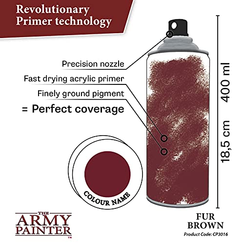 The Army Painter Colour Primer Fur Brown, 400 mL Acrylic Spray Primer, Spray Paint Basecoat for Miniature Priming, Tabletop Roleplaying, Boardgames, and Wargames Miniature Modelling - Image 3
