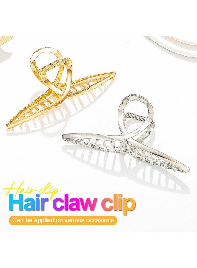 CAKURE Gold Hair Claw Clips Metal Alloy Hair Clips Claw Large Hair Jaw Clamps Strong Hold Hair Styling Clips Hair Accessories for Women and Girls (Pack of 2) - Image 2