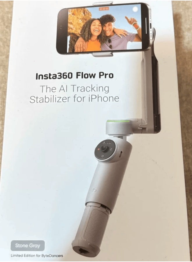 انستا 360 - فلو برو مثبت الهاتف المحمول المحمول Gimbal الذكي اتبع لقطة مضادة للاهتزاز سيلفي عصا ترايبود محمولة قابلة للطي الجمال قطعة أثرية Reverie Gray الإصدار القياسي - Image 1